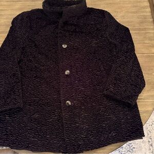 Talbots Women's Reversible Black Textured Pea Coat